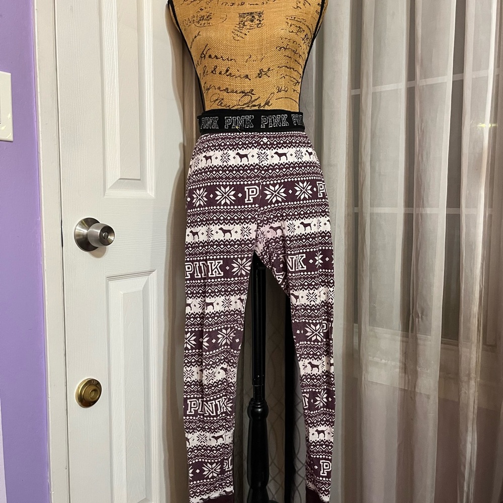 Pink Victoria secret winter Patterned Women's lounge leggings pjs
